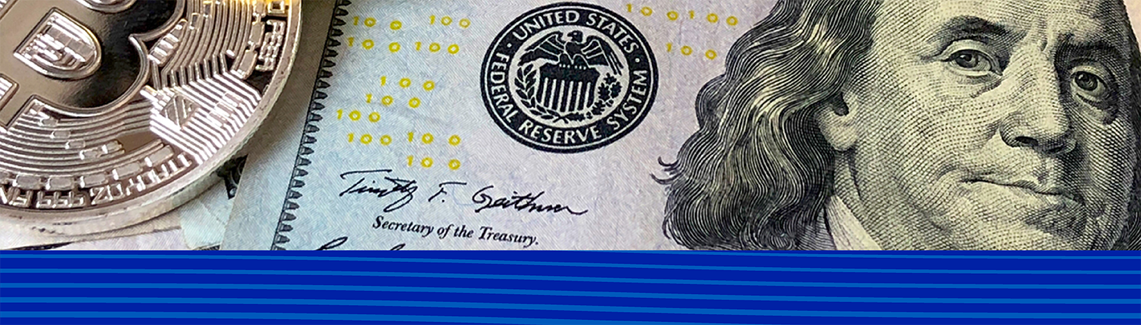 page banner depicting paper bills and coins money