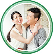 A couple on a beach highlighting a testimonials link