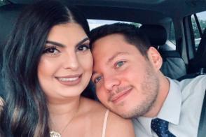 A couple selfie in a car