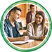 Three students highlighting a classes link